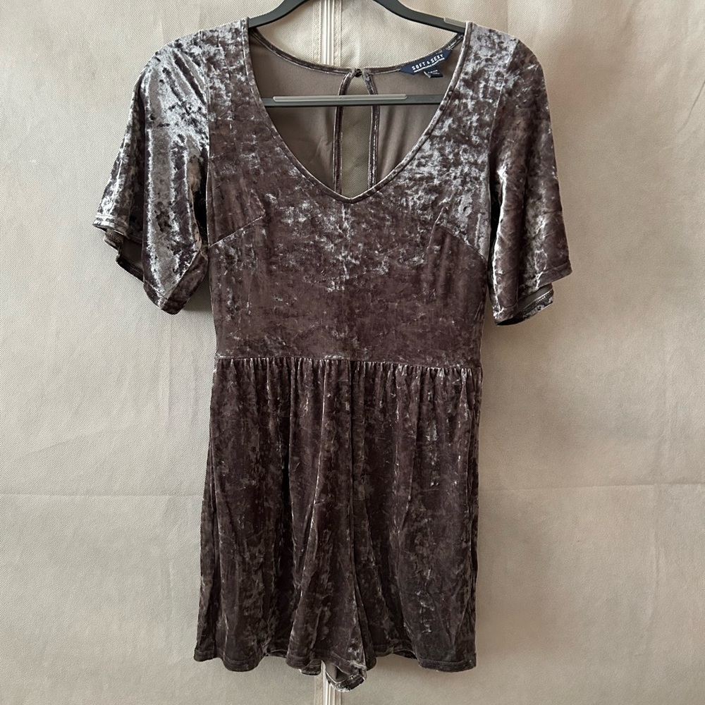 AE Olive Green Velvet Romper